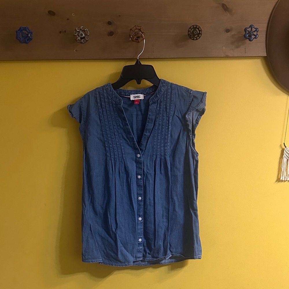 Old Navy Blue Cap Sleeve Blouse